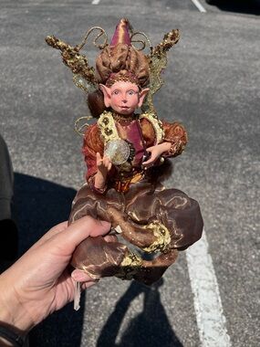 Katherine’s Collection Fairy Wizard Elf Shelf Sitter Crystal Ball Sparkle Wings